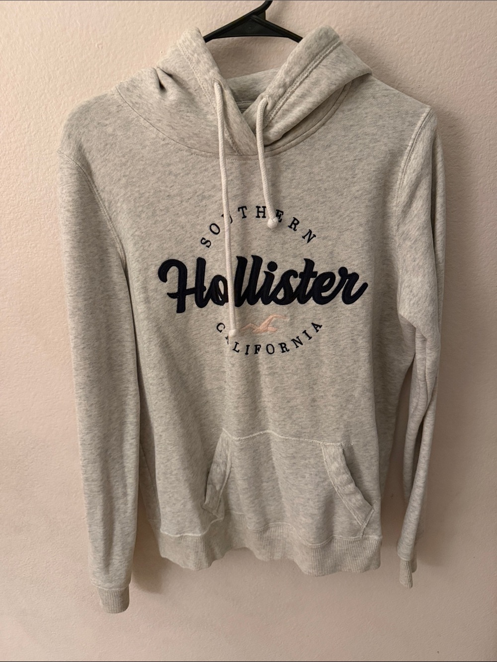 Hollister Women Light Gray Logo Hoodie Sweatshirt